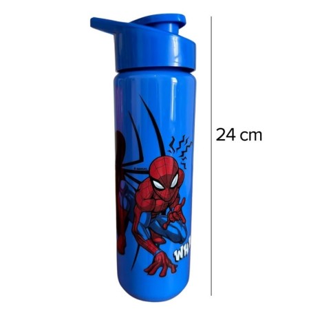 Garrafa Squeeze Spiderman Em Plástico Com Alça Mão Colorida 700 ml