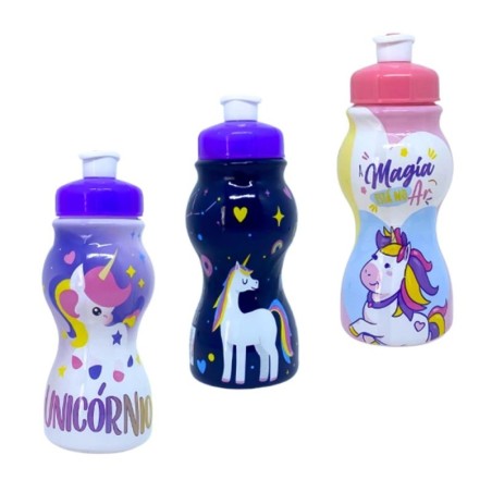Garrafinha Squeeze Sleeve Unicórnios Com Bico 250ml