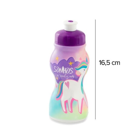 Garrafinha Squeeze Sleeve Unicórnios Com Bico 250ml