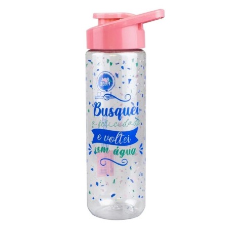 Garrafa De Plástico Frases Alça Colorida 700ml