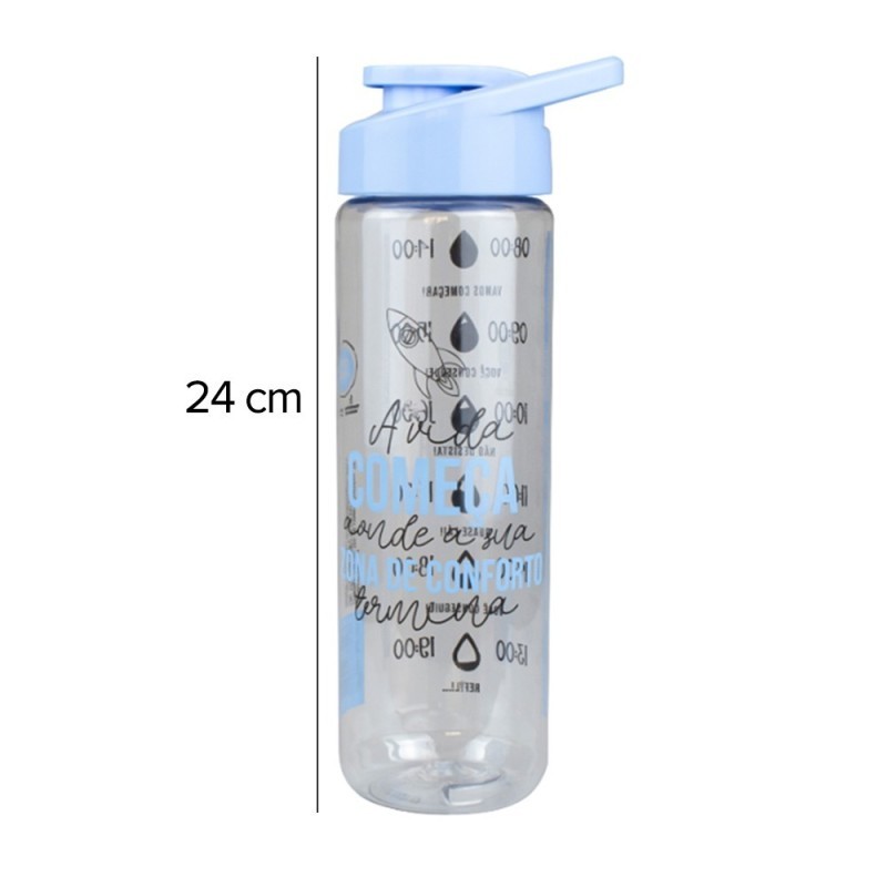 Garrafa De Plástico Frases Alça Colorida 700ml