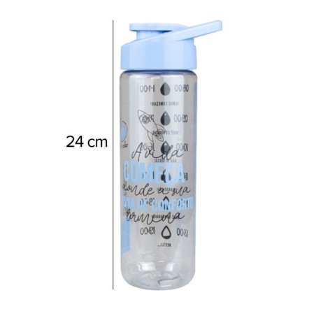 Garrafa De Plástico Frases Alça Colorida 700ml