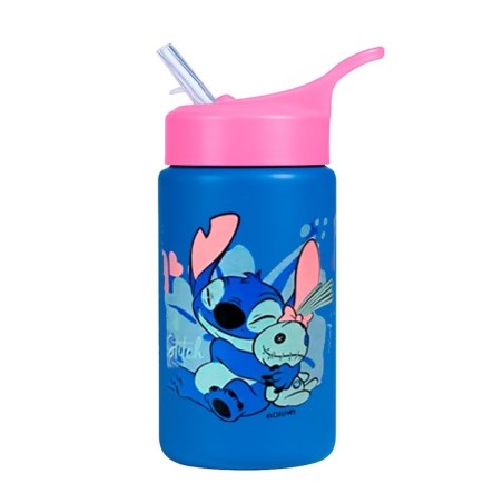 Garrafa Stitch Em Plástico Com Alça Colorida 500ml