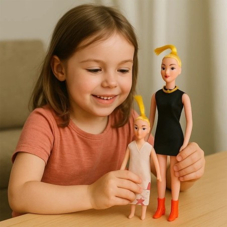 Kit Bonecas Mãe E Filha Com 2 Acessórios Brinquedo Infantil