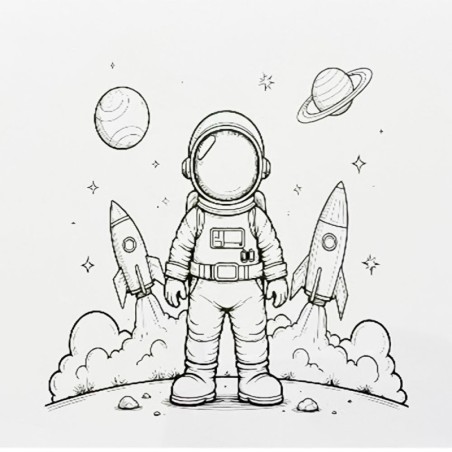 Livro De Colorir Astronauta Encadernado Com Capa Resistente E Brilhante 48págs