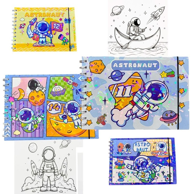 Livro De Colorir Astronauta Encadernado Com Capa Resistente E Brilhante 48págs