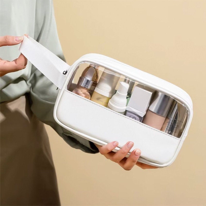 Bolsa Nécessaire Pequena Com Alça E Faixa Transparente
