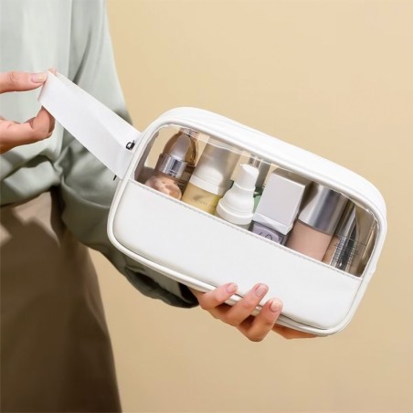 Bolsa Nécessaire Pequena Com Alça E Faixa Transparente