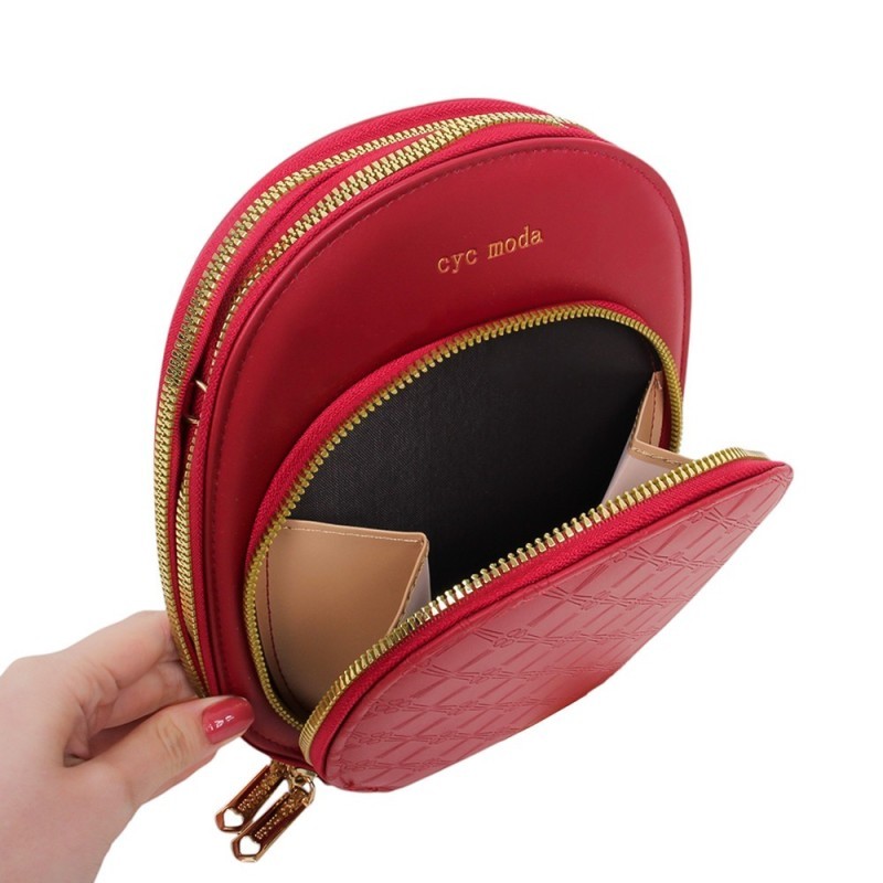 Bolsa Transversal Feminina Oval Com 3 Bolsos Com Alça Removível