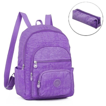 Kit Mochila Pequena Impermeável + Estojo Escolar Nylon - Feira Da Madrugada SP