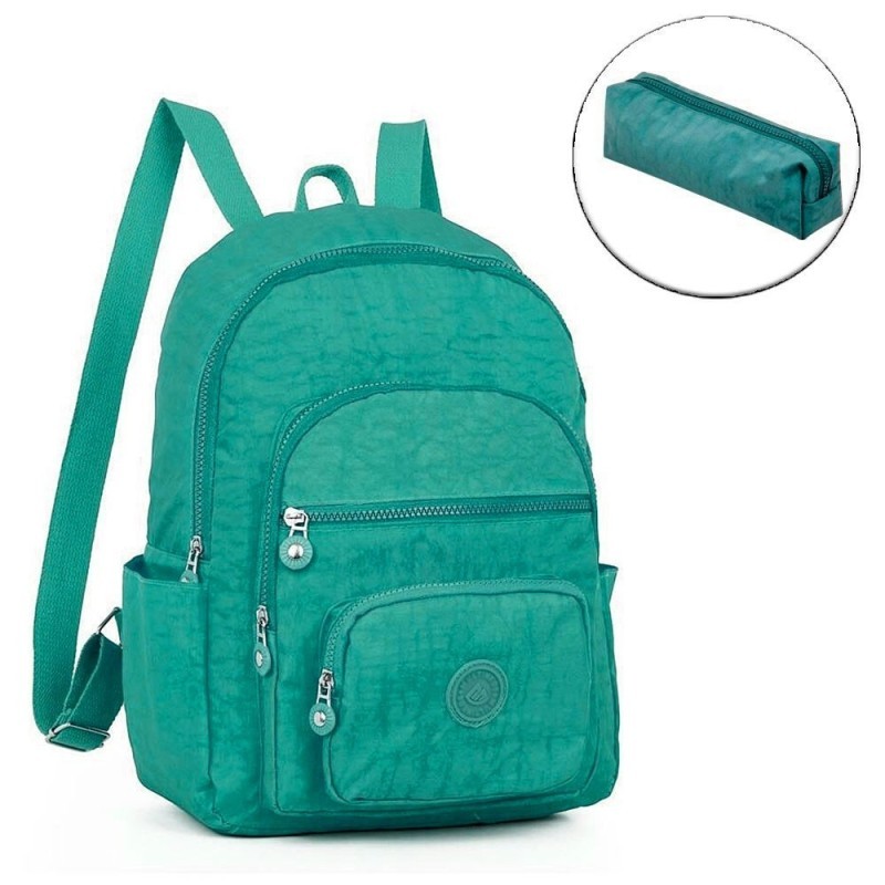 Kit Mochila Pequena Impermeável + Estojo Escolar Nylon - Feira Da Madrugada SP