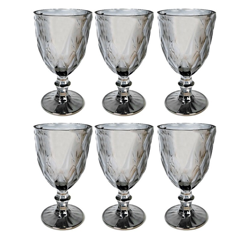 Conjunto De Taça De Vidro Grafite 6 Peças 340ml