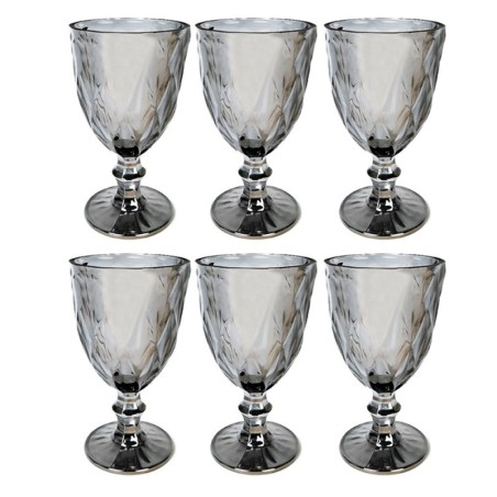 Conjunto De Taça De Vidro Grafite 6 Peças 340ml
