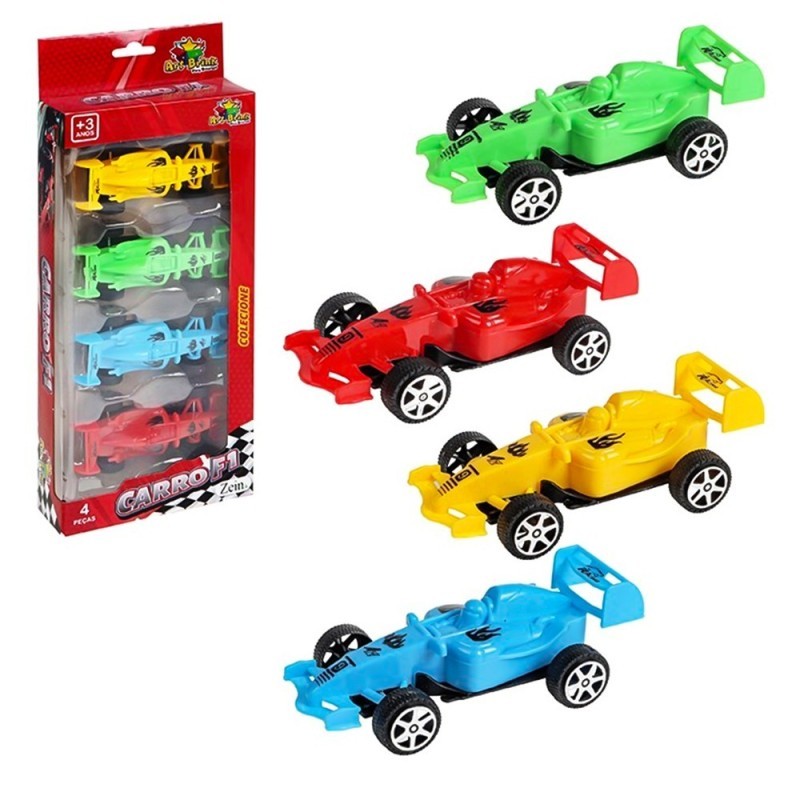 Kit 4 Carrinhos De Corrida Coleção Colors Roda Livre