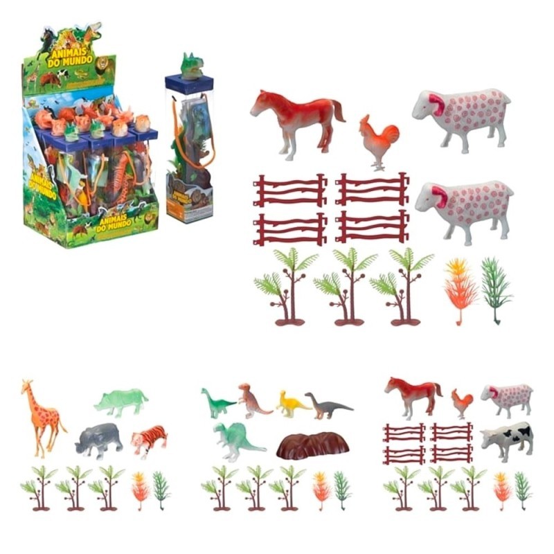 Kit Animais Do Mundo Com Acessórios Variados