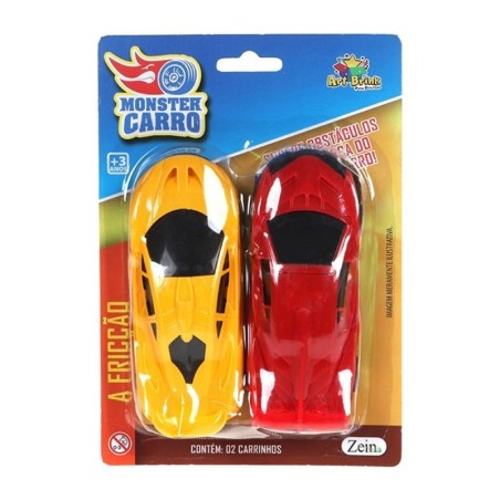 Kit 2 Carrinhos De Corrida A Fricção Brinquedo Infantil