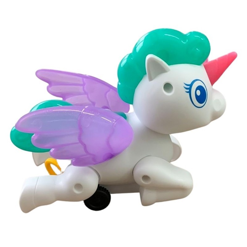 Brinquedo Infantil Unicórnio Colorido Com Luzes Movido A Corda