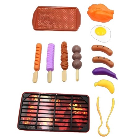 Kit Churrasco Grill Comidinhas De Brinquedo Com 13 Peças