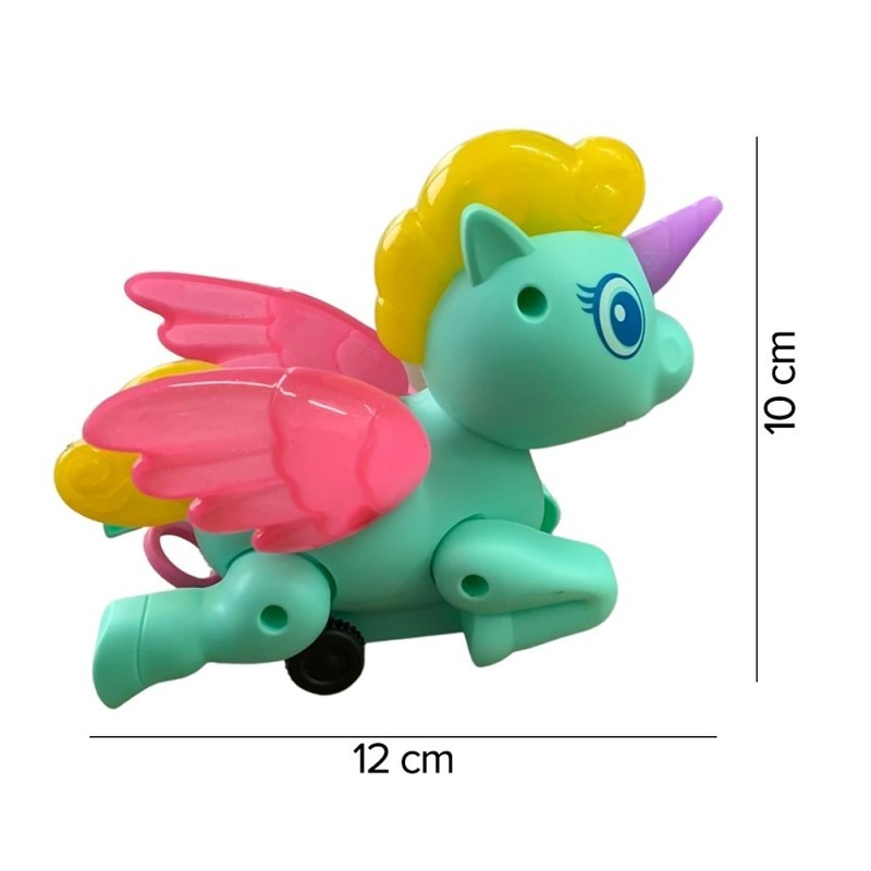 Brinquedo Infantil Unicórnio Colorido Com Luzes Movido A Corda