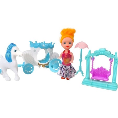 Kit Brinquedo Boneca Duda Com Carruagem 5 Peças