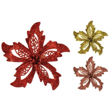 Enfeite Flor Com Pregador 14cm Para Árvore De Natal