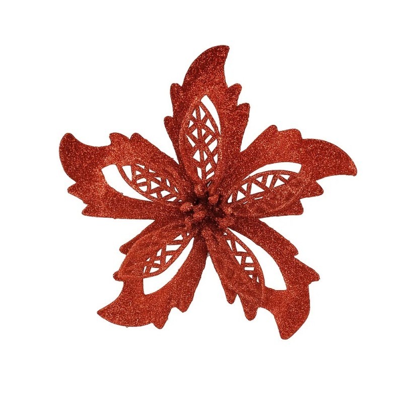Enfeite Flor Com Pregador 14cm Para Árvore De Natal