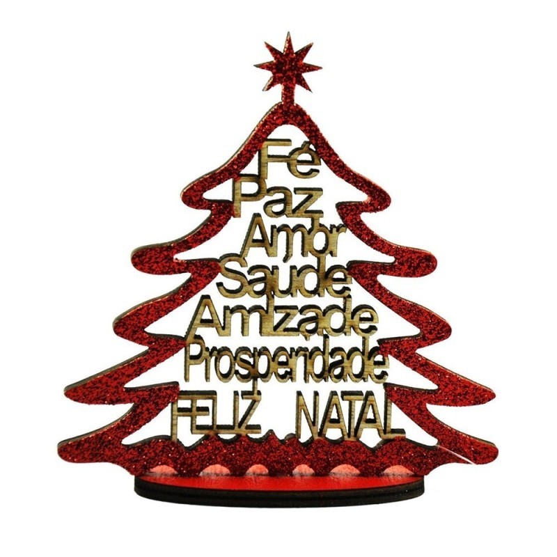 Enfeite Para Mesa Árvore De Natal Glitter Com Palavras