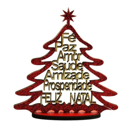 Enfeite Para Mesa Árvore De Natal Glitter Com Palavras