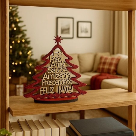 Enfeite Para Mesa Árvore De Natal Glitter Com Palavras