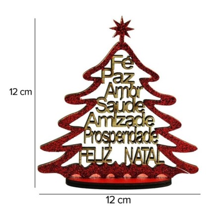 Enfeite Para Mesa Árvore De Natal Glitter Com Palavras
