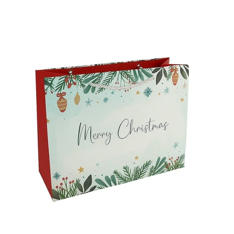 Sacola Para Presente Natalina De Papel Merry Christmas