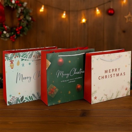 Sacola Para Presente Natalina De Papel Merry Christmas