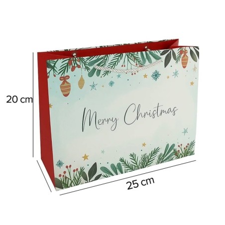 Sacola Para Presente Natalina De Papel Merry Christmas