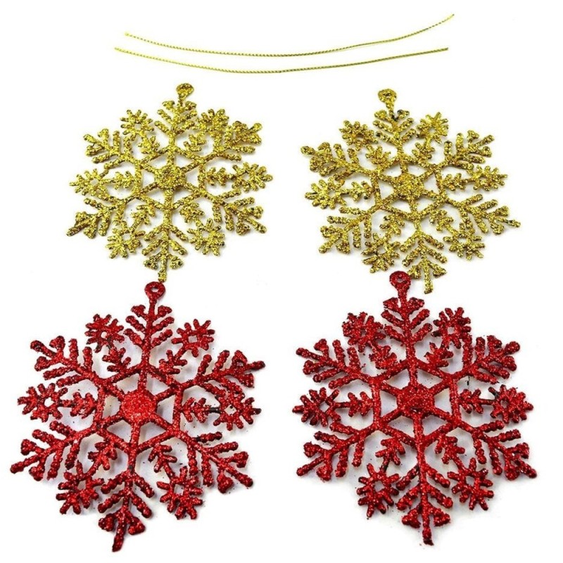 Kit 2 Pendentes Enfeite Decoração De Natal Floco De Neve Brilhantes