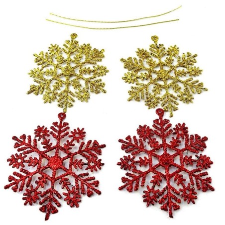 Kit 2 Pendentes Enfeite Decoração De Natal Floco De Neve Brilhantes 2