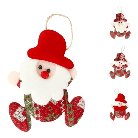 Enfeite Pendente Boneco De Natal Sentado 11cm Xadrez