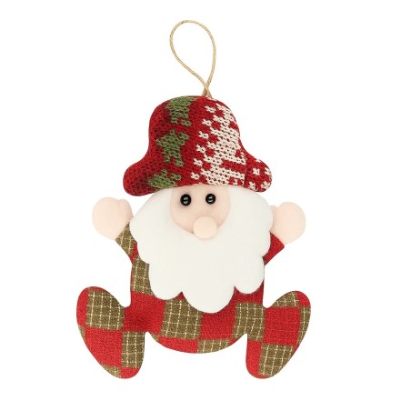 Enfeite Pendente Boneco De Natal Sentado 11cm Xadrez 2