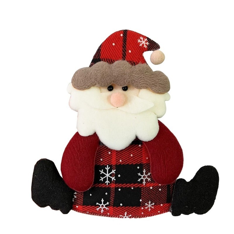 Enfeite Pendente Boneco De Natal Sentado 13cm Tricô