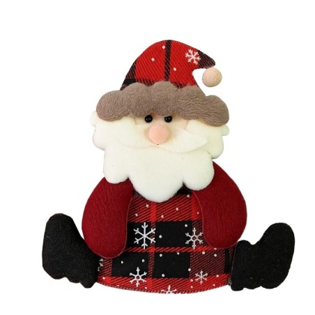 Enfeite Pendente Boneco De Natal Sentado 13cm Tricô