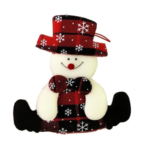 Enfeite Pendente Boneco De Natal Sentado 13cm Tricô