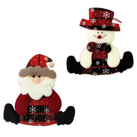 Enfeite Pendente Boneco De Natal Sentado 13cm Tricô