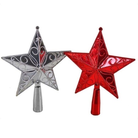 Enfeite De Natal Estrela Ponteira Decorada 14,5cm