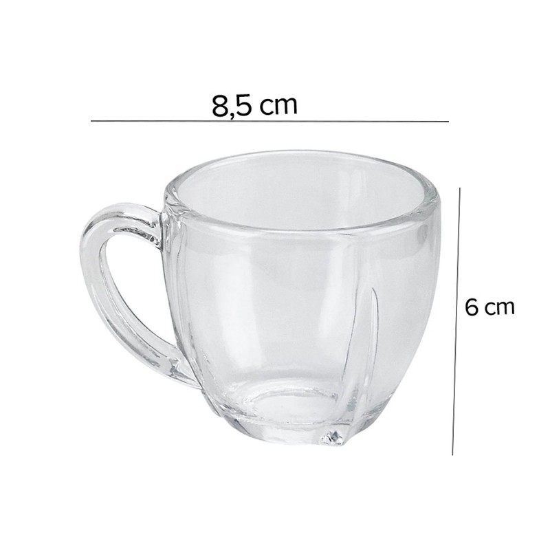 Conjunto De Xícaras De Vidro 6 Peças 110ml