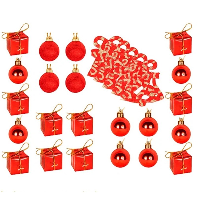 Conjunto Enfeites Para Árvore De Natal Sortidos 26 Peças