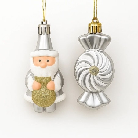 Enfeite De Natal Papai Noel Candy Com 2 Peças