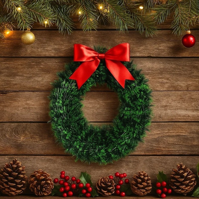 Guirlanda Lisa Verde Enfeite De Natal 42cm