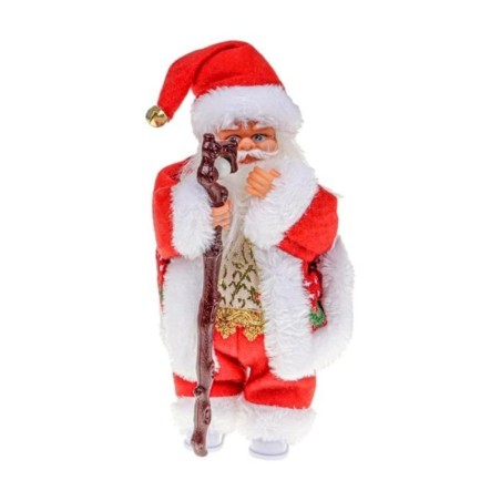 Boneco Enfeite Papai Noel Musical Com Cajado
