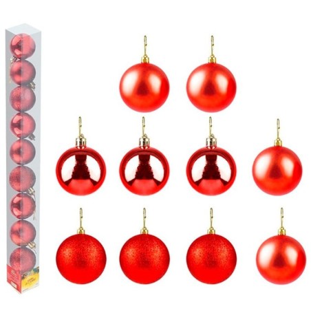 Kit Bola De Natal Lisa Vermelho 5cm Com 10 Unidades