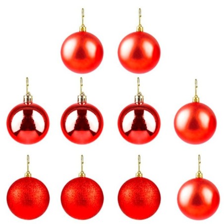 Kit Bola De Natal Lisa Vermelho 5cm Com 10 Unidades