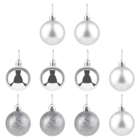 Kit Bola De Natal Lisa Prata 5cm Com 10 Unidades